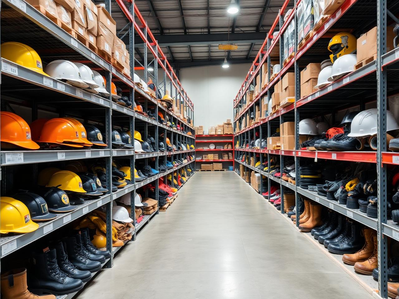 Estoque organizado de EPIs da Comercial Segurança EPI